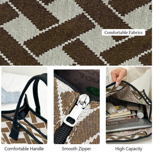 STY Women's Fabric Geometric Tote Bag Large Capacity Handbags - image 4