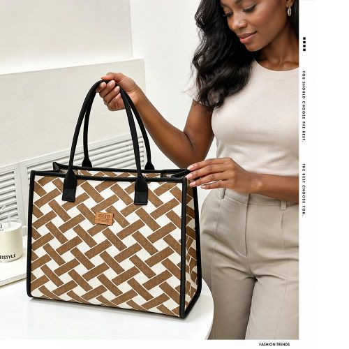 STY Women's Fabric Geometric Tote Bag Large Capacity Handbags - image 6