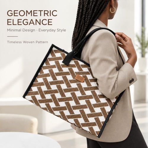 STY Women's Fabric Geometric Tote Bag Large Capacity Handbags - image 7