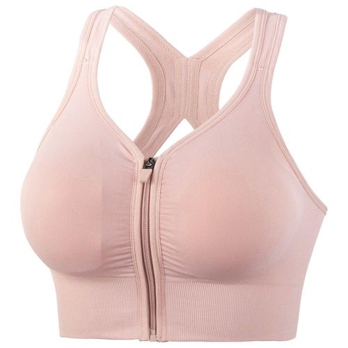 Fashion Zip Up Sports Bras For Women Full Coverage Yoga Bra