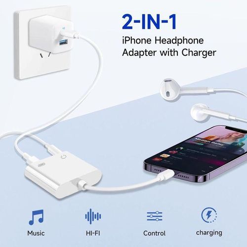 Generic IPHONE Lightning to 3.5mm Headphone Jack Dongle Splitter - image 2