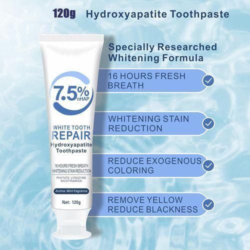 product_image_name-Generic-Powerful White Hydroxyapatite Toothpaste 7.5% nHAP – Enamel Repair, Plaque & Stain Remover, Fluoride-Free, Sensitive Teeth Protection-3