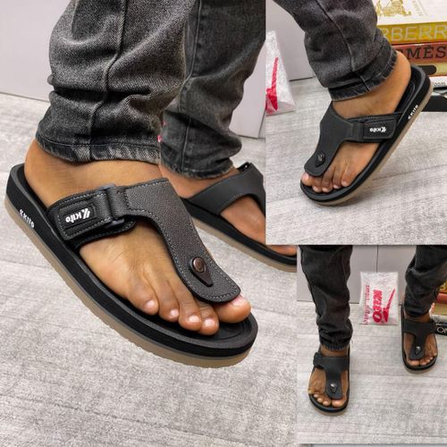 product_image_name-Kito-Men’s Women’s Quality Palm Slippers – Black Comfortable Casual Slippers Pam-1