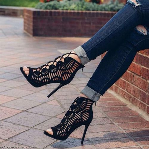 Womens Peep Toe Stilettos High Heels Gladiator Back Zip Sandals Club Shoes  Party | eBay