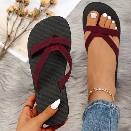 Fashion Summer Rubber Platform Sandals Flip Flops Women Slippers Wedge  Shoes Indoor Outdoor Flip_flops Clip Toe Outdoor Beach Slides(#A-Black)