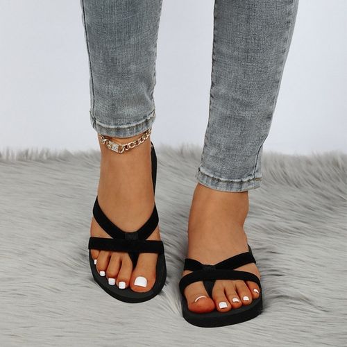 Fashion Summer Rubber Platform Sandals Flip Flops Women Slippers Wedge  Shoes Indoor Outdoor Flip_flops Clip Toe Outdoor Beach Slides(#A-Black)