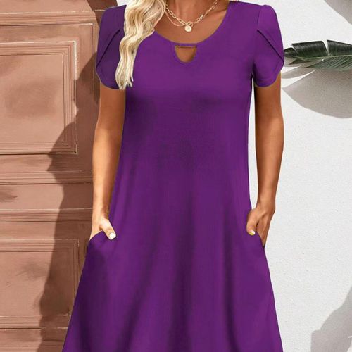 loose fitting dresses with pockets WOMEN'S 3/4 SLEEVE FRONT POCKETS RUFFLE BOTTOM HEM LOOSE FIT MAXI DRES –  Wholesalefashiontrends.com main image 0