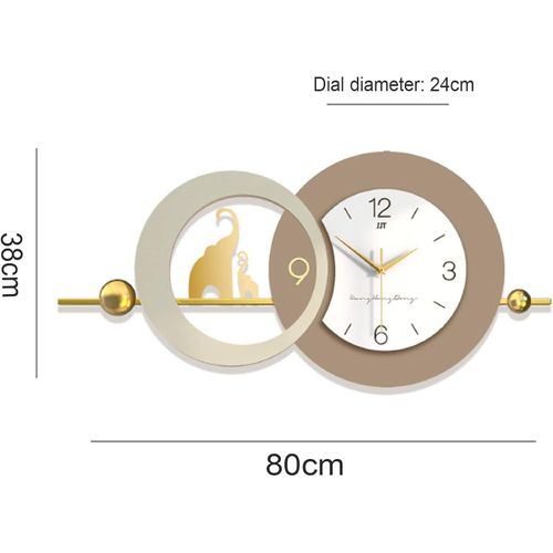 product_image_name-Generic-Large,Wrought Iron Elephant Design Modern  Wall Clock- 80*38CM-2