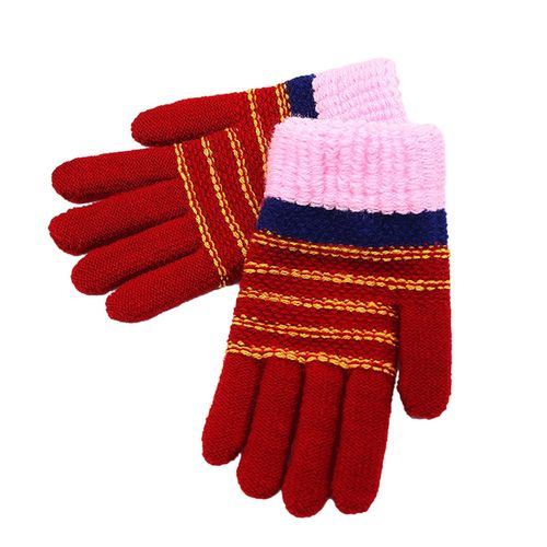 Generic Elastic Cuff Gloves Cozykids Winter Writing Gloves Soft Knitted  Plush Red