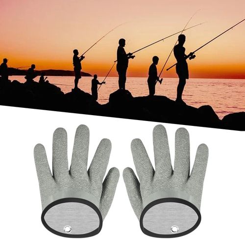 Generic Professional Fishing Gloves Full Finger Waterproof Cut Resistant  Gray