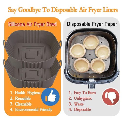 Air Fryer Silicone Liners Reusable Square 8.5 inch for 4 to 6 QT