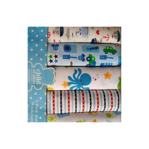 product_image_name-Generic-5 Piece Baby Receiving Blankets And Flannels - Blue design -3