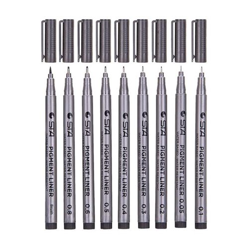 Generic 9 Pcs Fine Liner Pen Pigment Marker Micro-line Drawing Pens 0.05mm