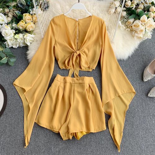 Fashion 2021 New Summer 2 Piece Outfits For Women Flare Sleeve