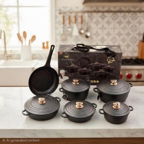 Generic 6 Set Non-stick Die Cast Iron Pot Set Cookware- Non-Toxic