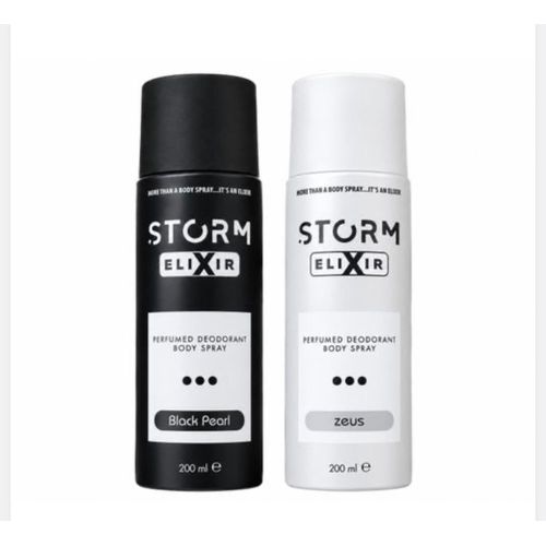 Storm ELIXIR BLACK PEARL&ZEUS PERFUMED DEODORANT BODYSPRAY 200ML-NAFDAC N0:A2-109051