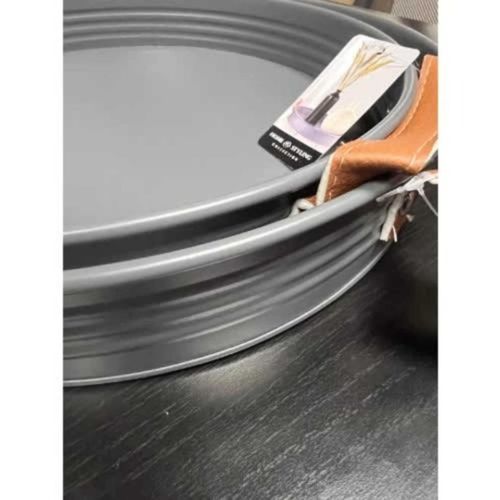 Decorland 2 in 1 Round Metal Tray with Leather Handles - image 2
