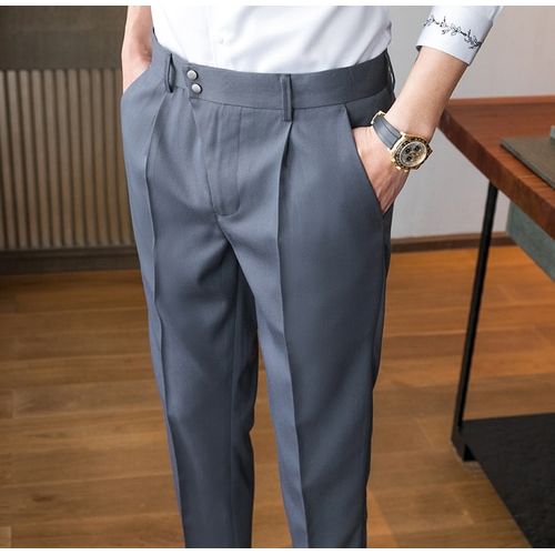 Men's White Straight Fit Formal Gurkha Pants - Gorur Ghash