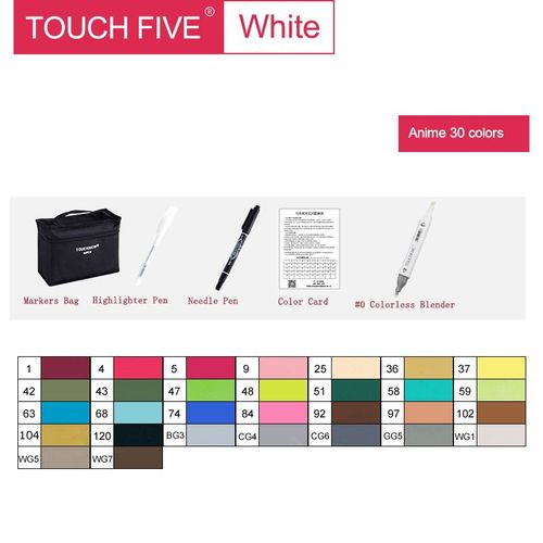 TouchFive Marker 30 Color Animation Set for Manga Illustrations