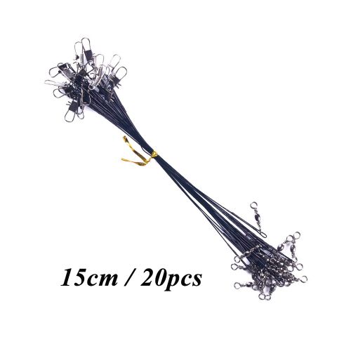 20pcs/lot Anti Bite Steel Fishing Line Steel Wire Leader With Swivel Fishing  Accessory Lead Core Leash Fishing Leader Wire