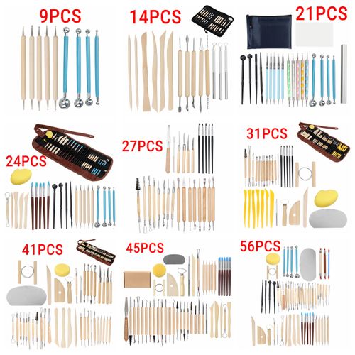 61pcs Polymer Clay Sculpting Tools Set Wood Models Pottery DIY Carving  Craft Kit