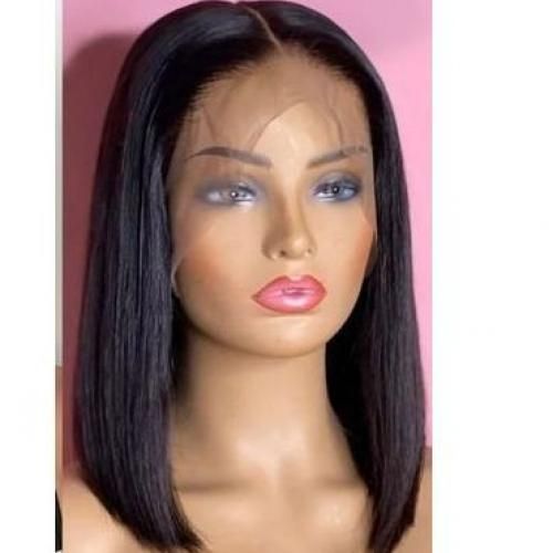 product_image_name-Fashion-Hair Wig Bob With Frontal Black Colour. 1 Middle Part Wig-1