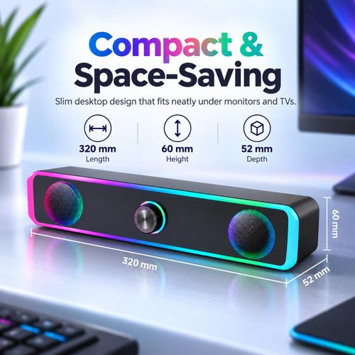 Generic SP05 Wired RGB Desktop Speaker with Dual Speakers, Deep Bass & Volume Control - image 5