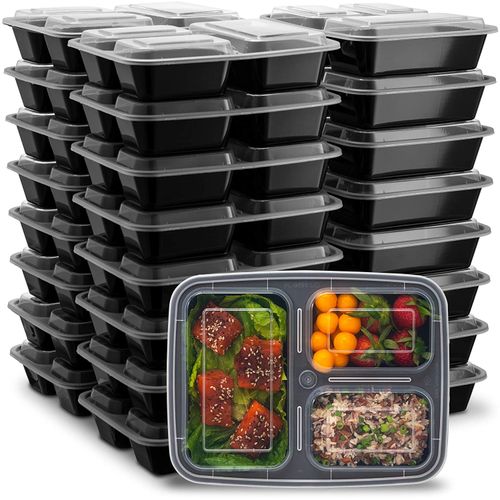 50-Pack Meal Prep Plastic Microwavable Food Containers for Meal Prepping with