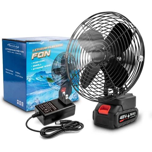 Generic Portable Camping Fan, 21V Lithium Battery-Powered, Strong Wind, Low Noise, 48Vf MAX