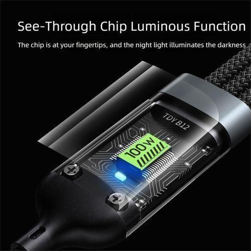 Generic 100W 3-in-1 Fast Charging Cable - Type-C + Lightning + Micro USB - image 4
