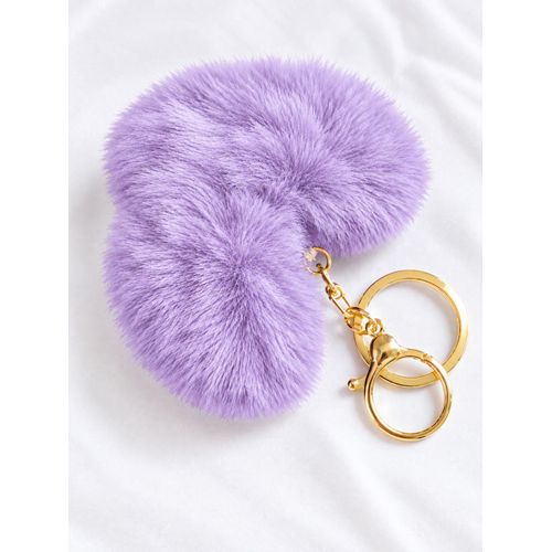 Generic Fluffy Heart Keychain- Soft Plush Heart Keyring,Cute Bag Charm & Gift Accessory - image 5