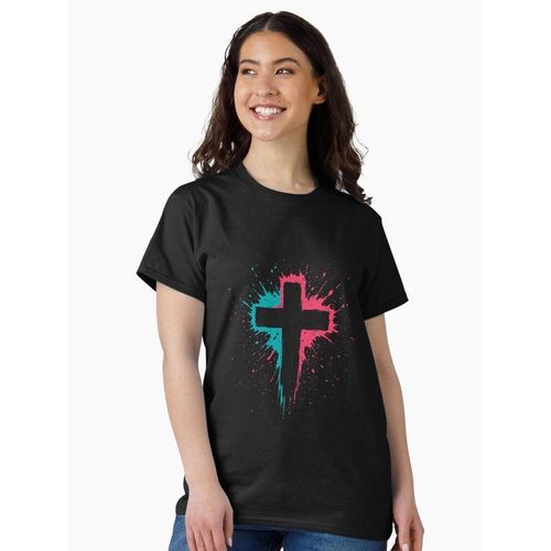 product_image_name-Tshirt-Black Christian Cross Graphic T Shirt Unisex Faith Streetwear-2