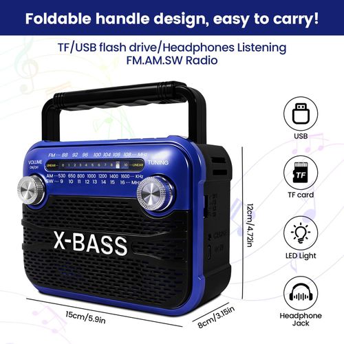Generic Portable Bluetooth AM/FM Radio with MP3 Playback & Solar Panel - image 8