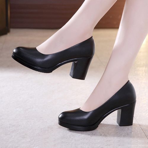 Fashion Plus Size 32-43 Round Block Heels Pumps Women Shoes 2022 Spring  Shallow Med Heel Black Formal Dress Shoes Elegant Office Shoe | Jumia  Nigeria