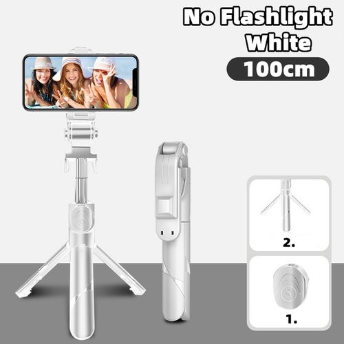 Generic Mini Selfie Stick Led Fill Light Bluetooth Tripode Para Movil Lamp  Phone Stand Portabl Con Luz Palo Extensible Video Stojak(#White 100cm)