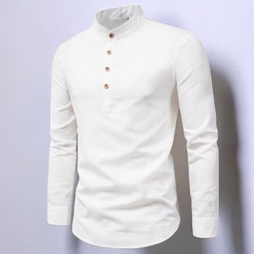 Fashion Mens Turtleneck Formal Long Sleeve Vintage Shirts - White ...