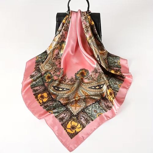 Fashion Women Printed Silk Vintage Scarf - Pink
