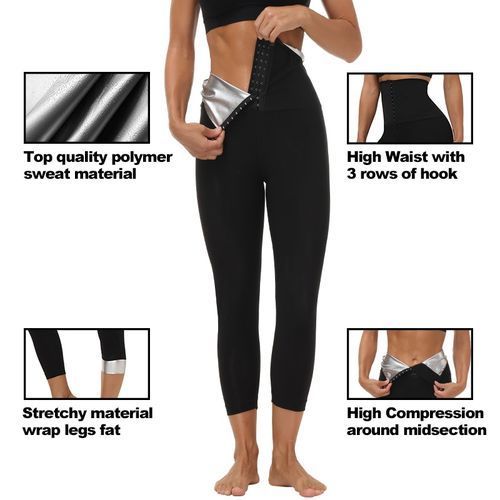 Women High Waist Sauna Leggings Sweat Pants Hot Thermo Compression Workout  Gym Tights Slim Waist Trainer Body Shaper