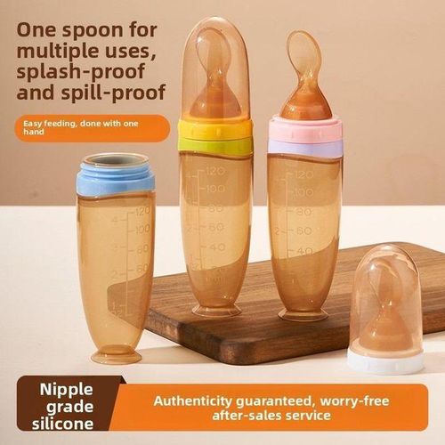 Generic silicon baby feeding spoon, food-grade silicone rice cereal spoon, complementary food feeding tableware