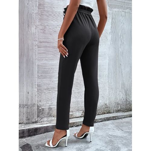 Buy Women Grey & Black Regular Fit Checked Cropped Smart Casual Trousers  online | Looksgud.in