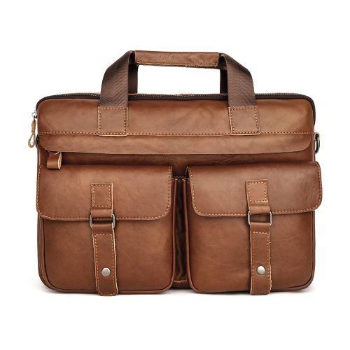 Fashion Genuine Leather Men's Briefcases 15.6\ Laptop Bag Office