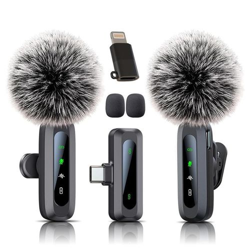 Generic Suitable for Typec and Ligthing J3 wireless lavalier microphone live microphone -2pcs