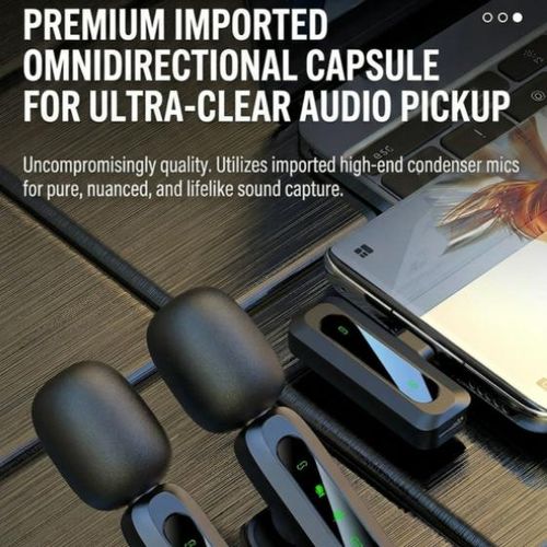 Generic Suitable for Typec and Ligthing J3 wireless lavalier microphone live microphone -2pcs - image 6