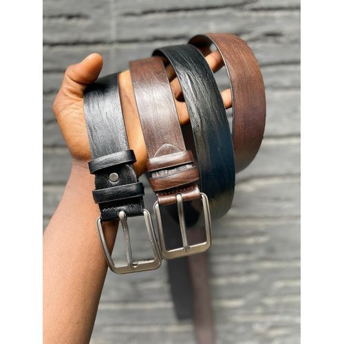 Fashion 2pcs mens brown and black belt