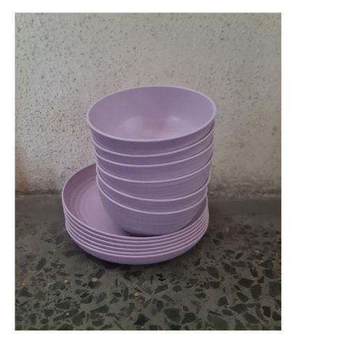 Generic 12 Pieces  WHEAT STRAW Unbreakable, Microwave Safe,Soup And Flat Plates