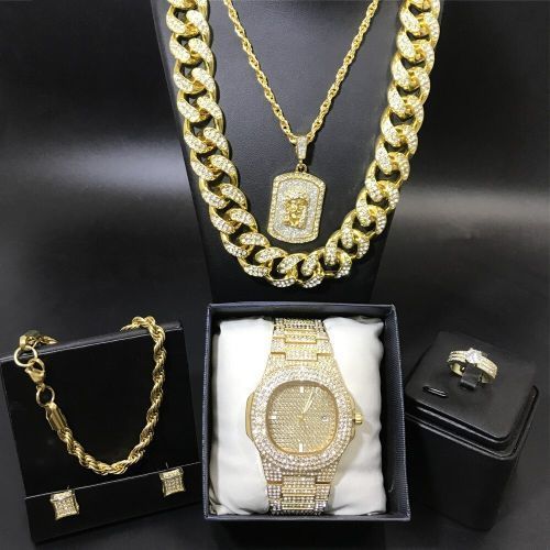Keep Moving Sophisticated Gold Plated Ice Out Studded Wrist