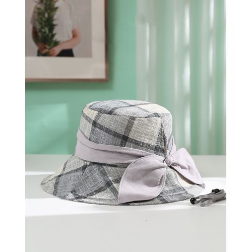 Women Plaid Sun Protection Hat, Sun Hat Packable Foldable Bucket