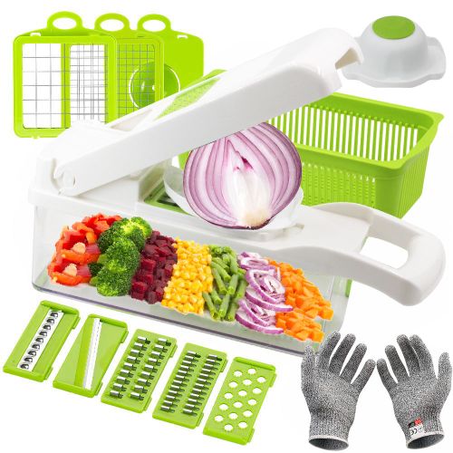 Stainless Steel Blade Vegetable Cutter With Safety Hand Gloves, Adjustable Kitchen  Mandolin Shred Food Slicer