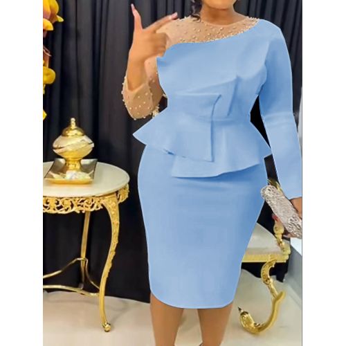 Long sleeve peplum gown clearance