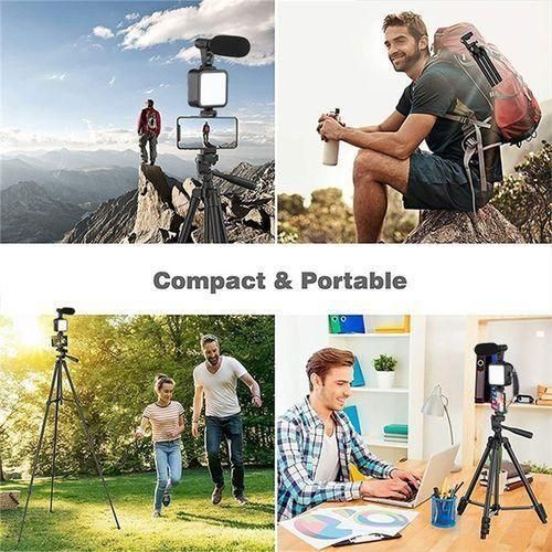 Generic Vlogging Kit Potable Handheld Gimbal Phone Stabilizer With Height Adjustable Tripod - image 4